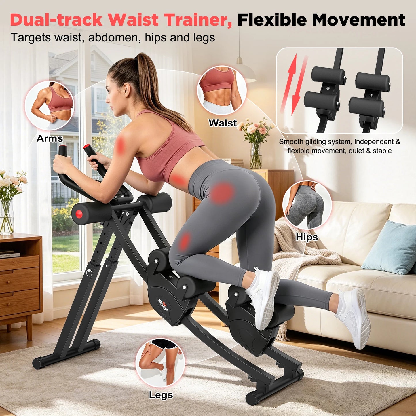 Relife Sports Dual Track Ab Machine for Home Fitness