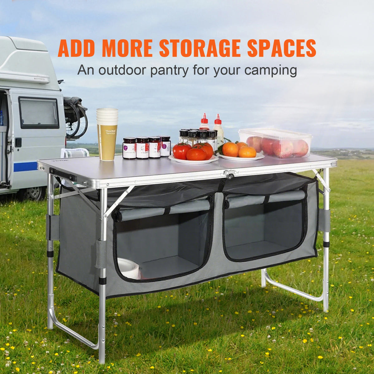 SucceBuy Quick Fold Camping Kitchen Table For Outdoors