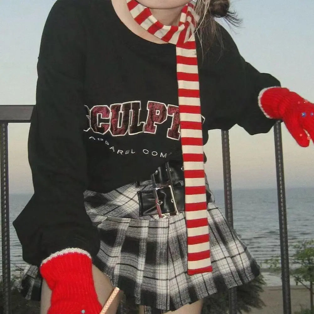 YJSFG HOUSE Harajuku Cotton Scarf Neckerchief Long Streetwear
