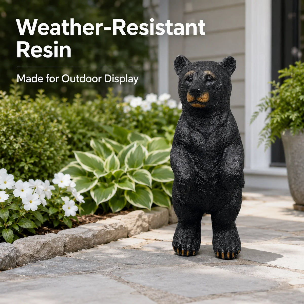 Realistic Standing Bear Statue Resin Outdoor Garden Decor