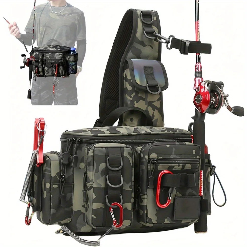 Fishing Tackle Backpack Waist Bag For Camping Hiking And More