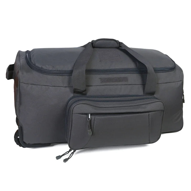 LQARMY 124L Outdoor Travel Bag Waterproof Nylon Trolley Case