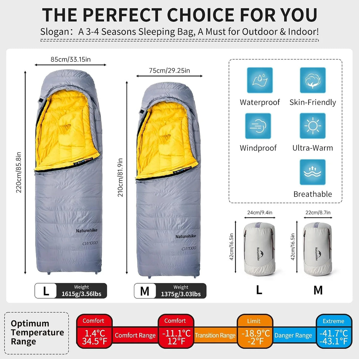 Naturehike Ultralight 650FP Duck Down Sleeping Bag For Outdoor Travel