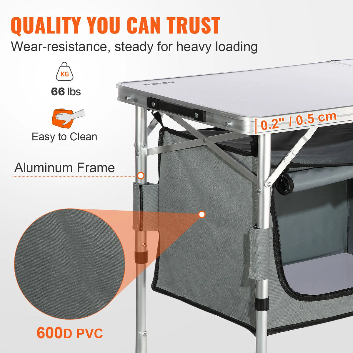 SucceBuy Quick Fold Camping Kitchen Table For Outdoors