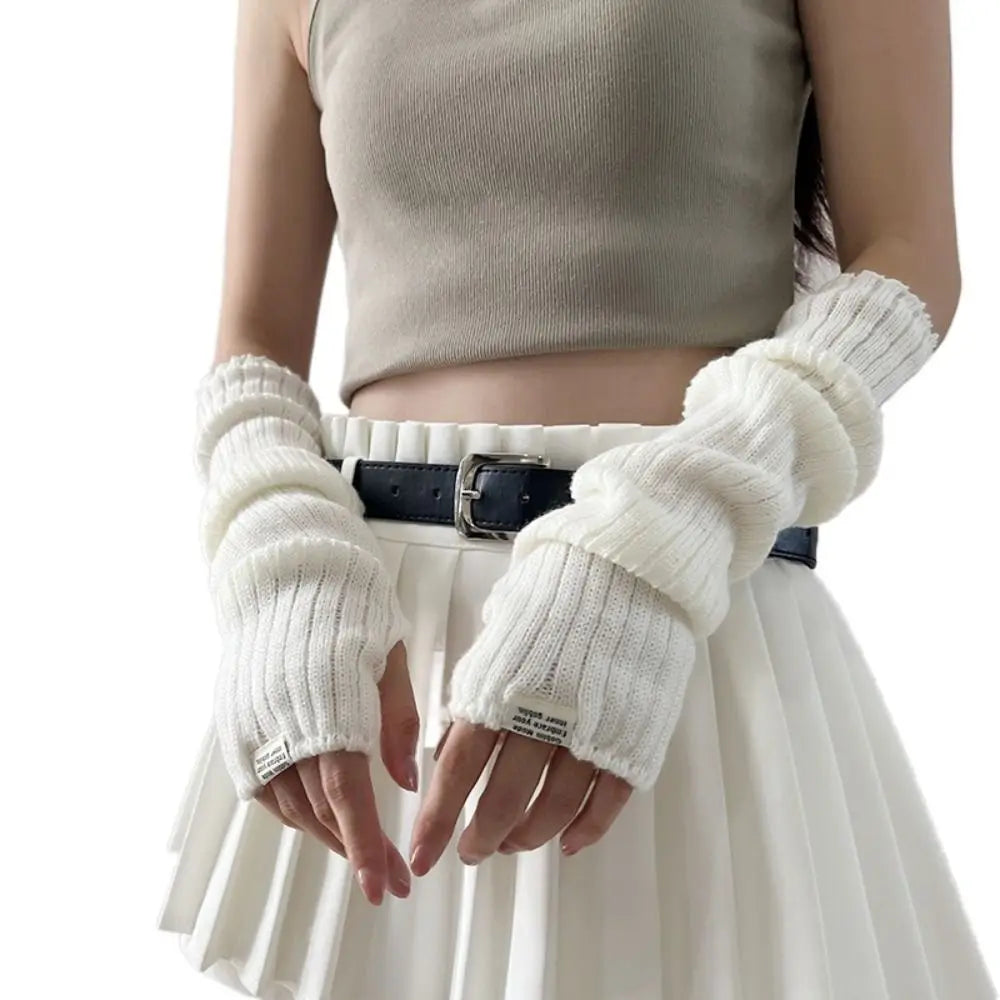 Fingerless Long Wrist Gloves Arm Warmers Polyester For Women