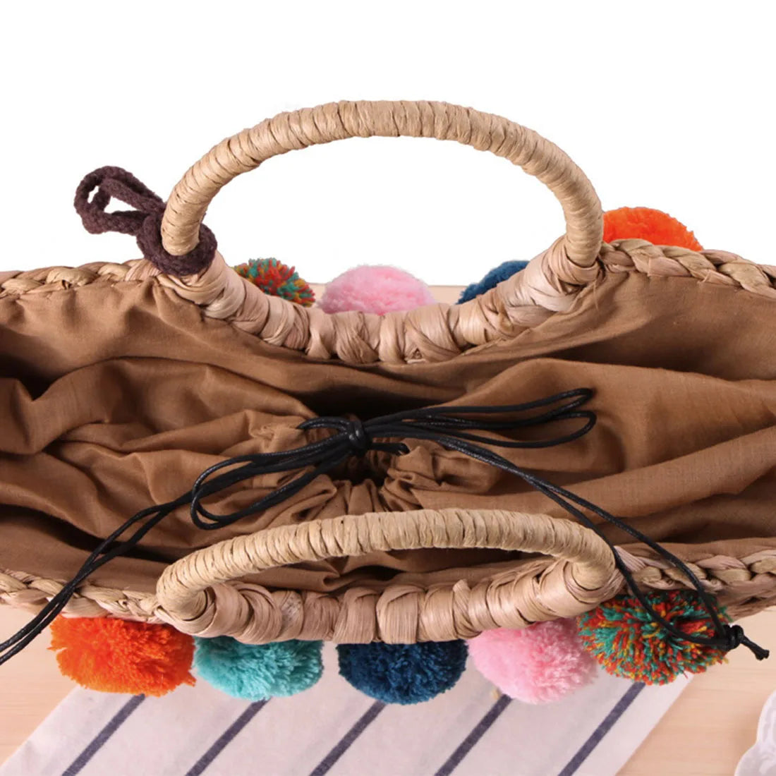 YYW Straw Woven Handbag Beach Tote Bag Handmade Shopping