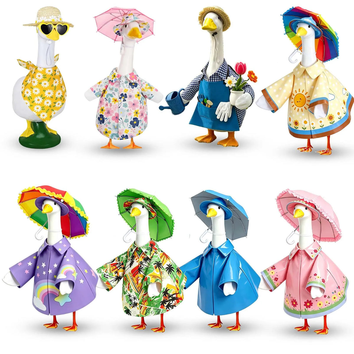 Porch Goose Gardener Costume Raincoat Outfit With Umbrella Yard Decoration