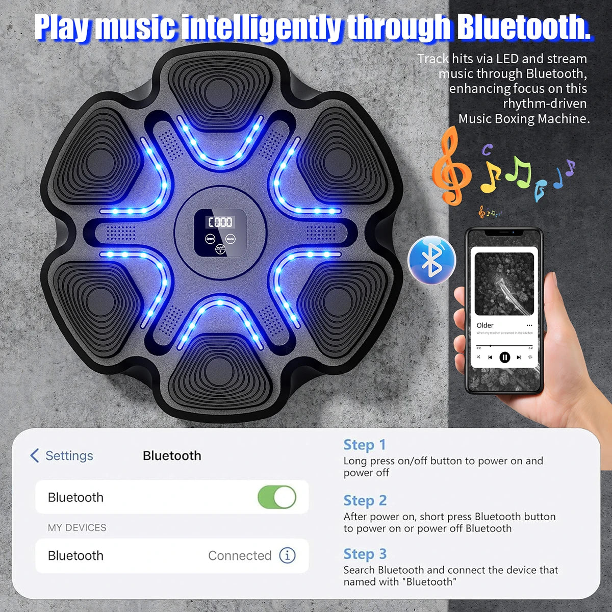 Music Boxing Machine With Bluetooth Training And Gloves