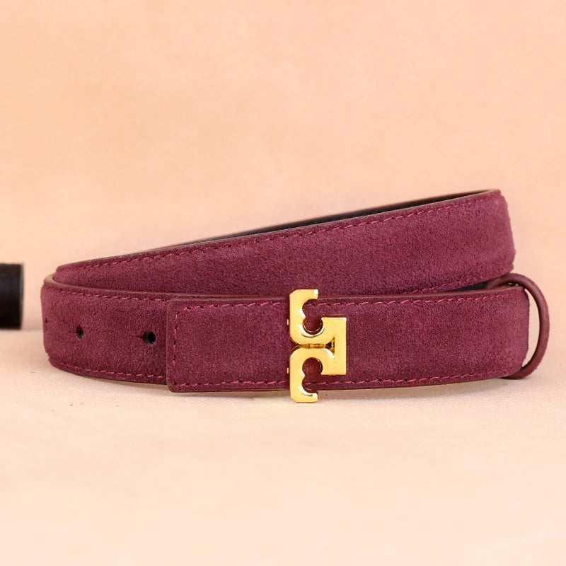 Zuankuo Women's Genuine Leather Suede Fashion Belt With Creative Design