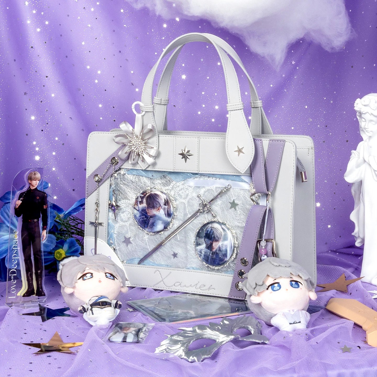 Kabaqoo Y2K Star Ita Bag Transparent Crossbody Purse