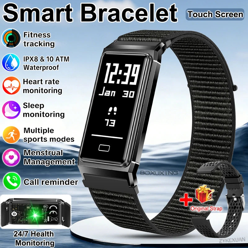 Fitness Tracker Smart Bracelet IPX8 Waterproof Touch Screen Health Monitor