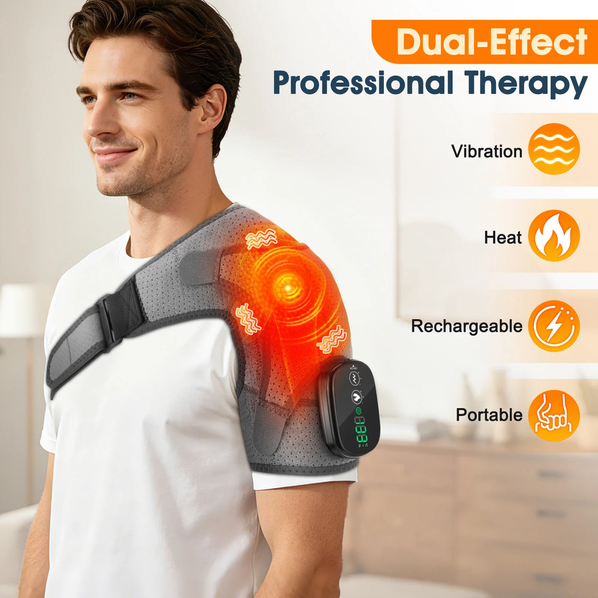 Hailicare Electric Vibration Heated Shoulder Massager With Smart LED Display And Cordless Design
