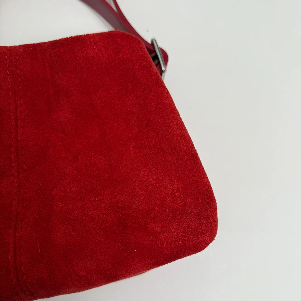 APWIKOGER Women Faux Suede Drawstring Crossbody Bag With Adjustable Strap