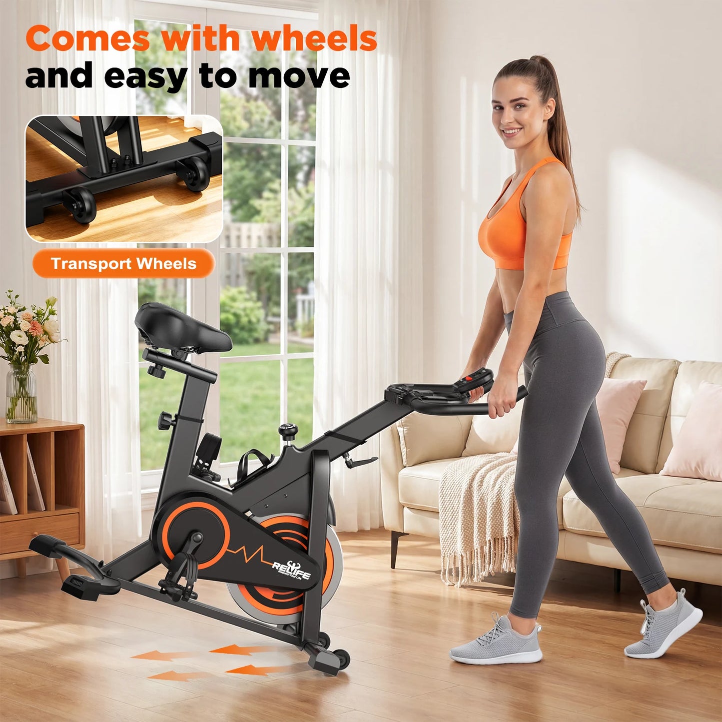 Indoor Cycling Bike Silent Belt Drive With Adjustable Resistance LCD Monitor