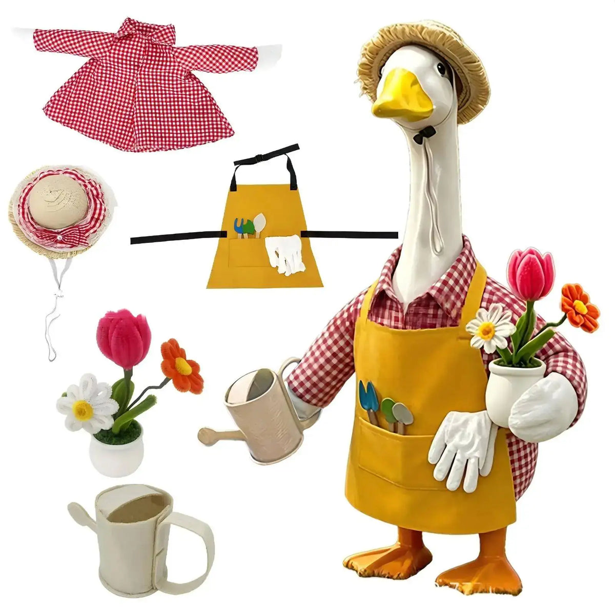 Porch Goose Gardener Costume Raincoat Outfit With Umbrella Yard Decoration