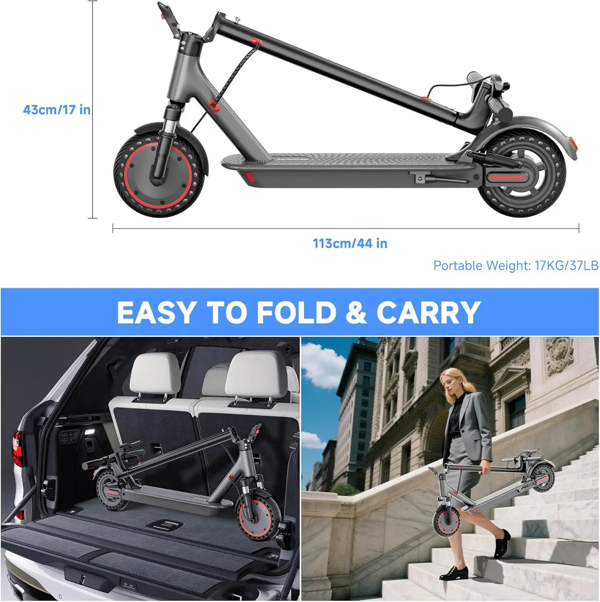 AOVOPRO Electric Scooter With 500W Motor App Control Folding Design