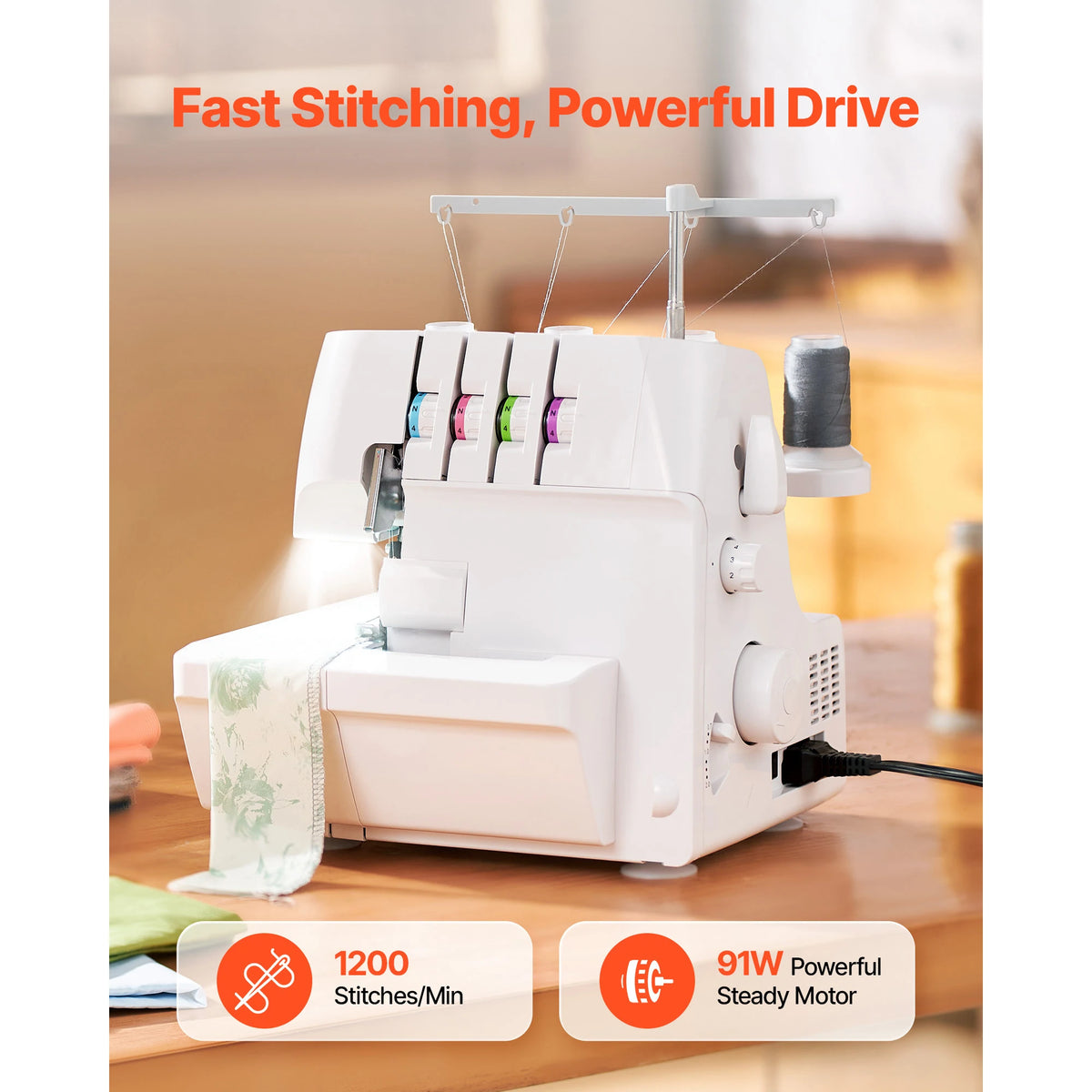 SucceBuy Serger Overlock Sewing Machine 2-3-4 Thread With Differential Feed