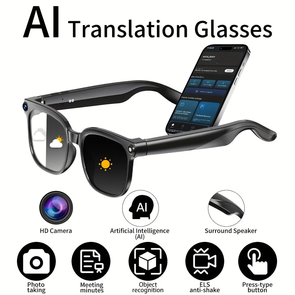 Giinova AI Smart Video Glasses 8MP Camera And 4K Recording