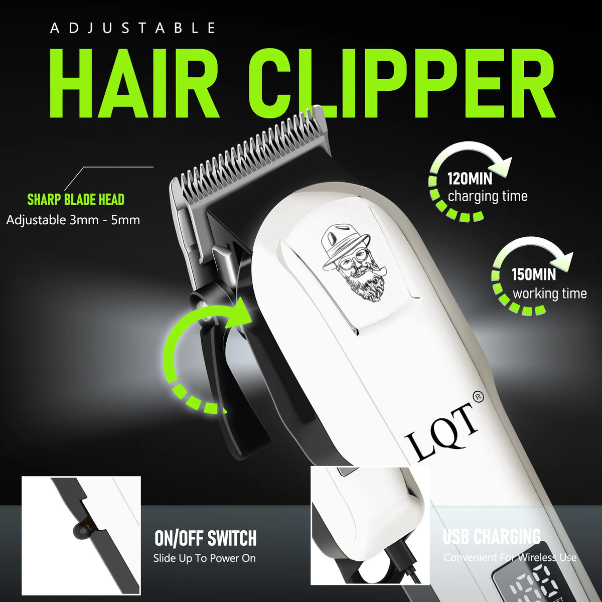 LQT Professional Cordless Hair Clipper And Beard Trimmer Kit
