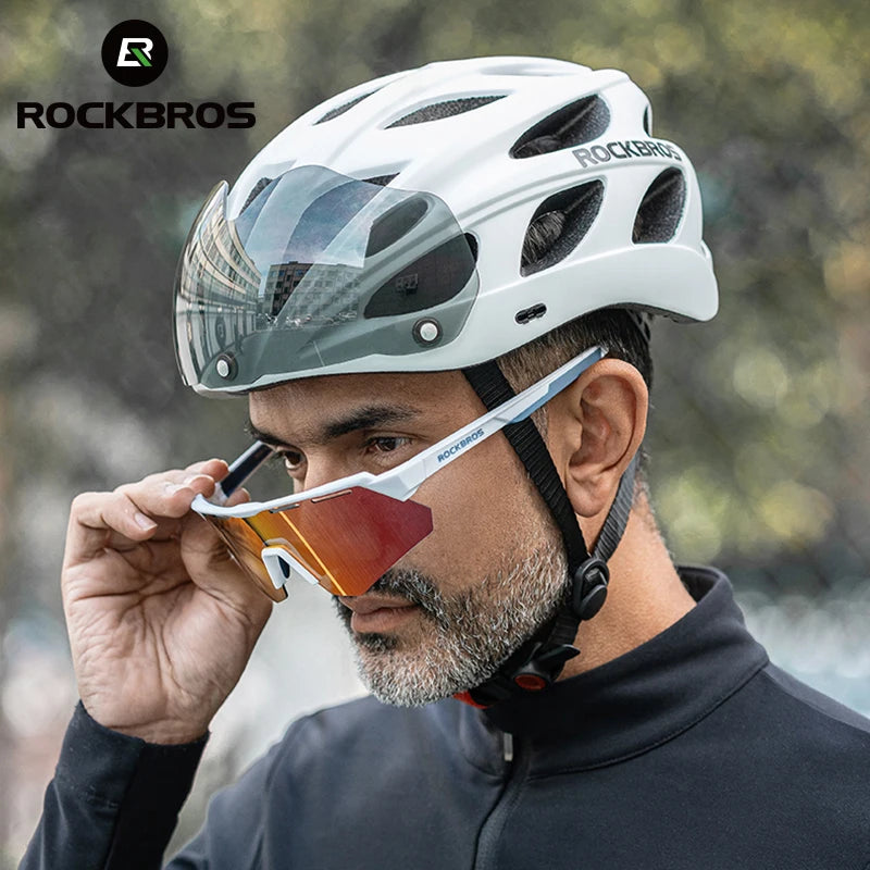 ROCKBROS Lightweight Integrated Cycling Helmet With Goggles