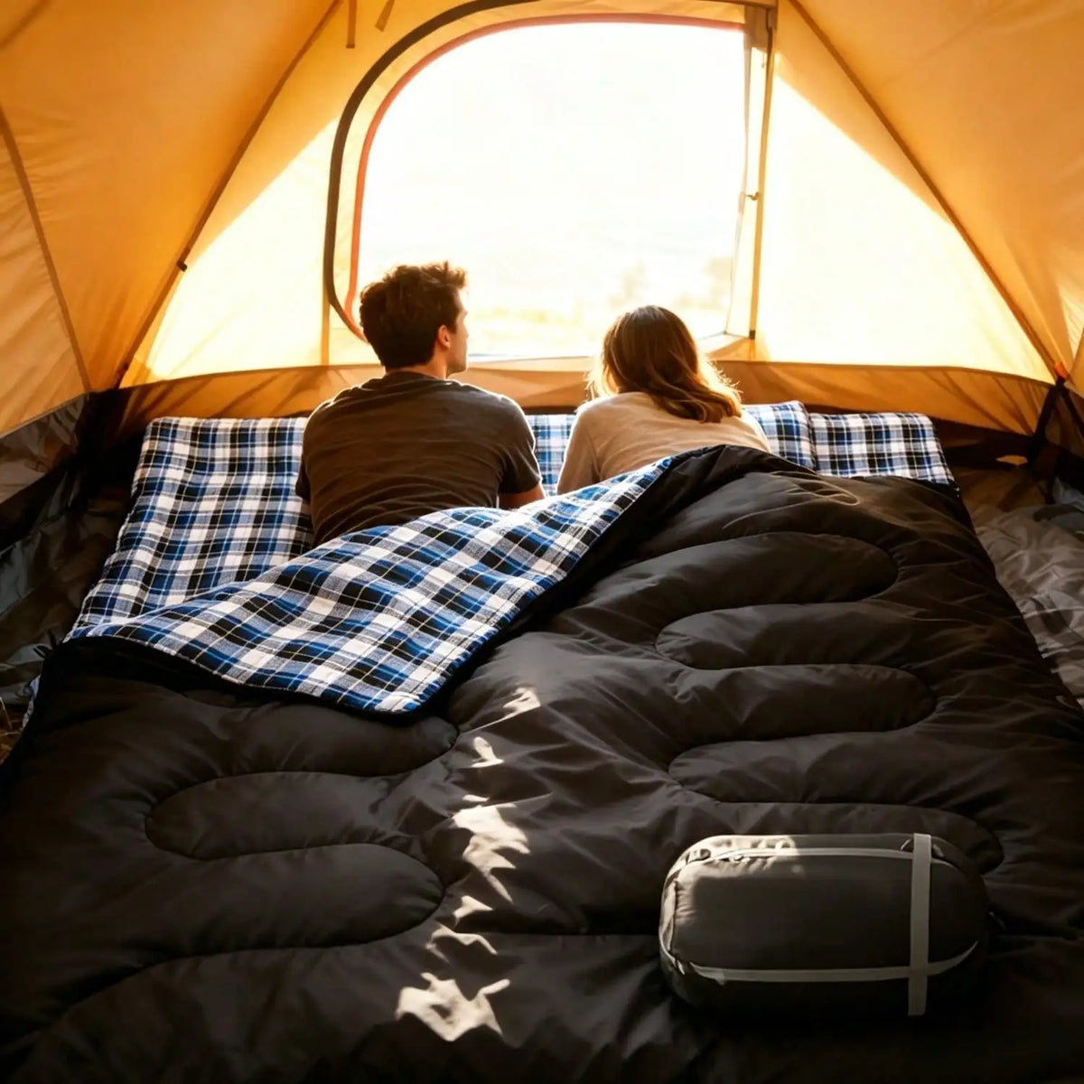 Two Person Camping Sleeping Bag With Pillows For Cold Weather