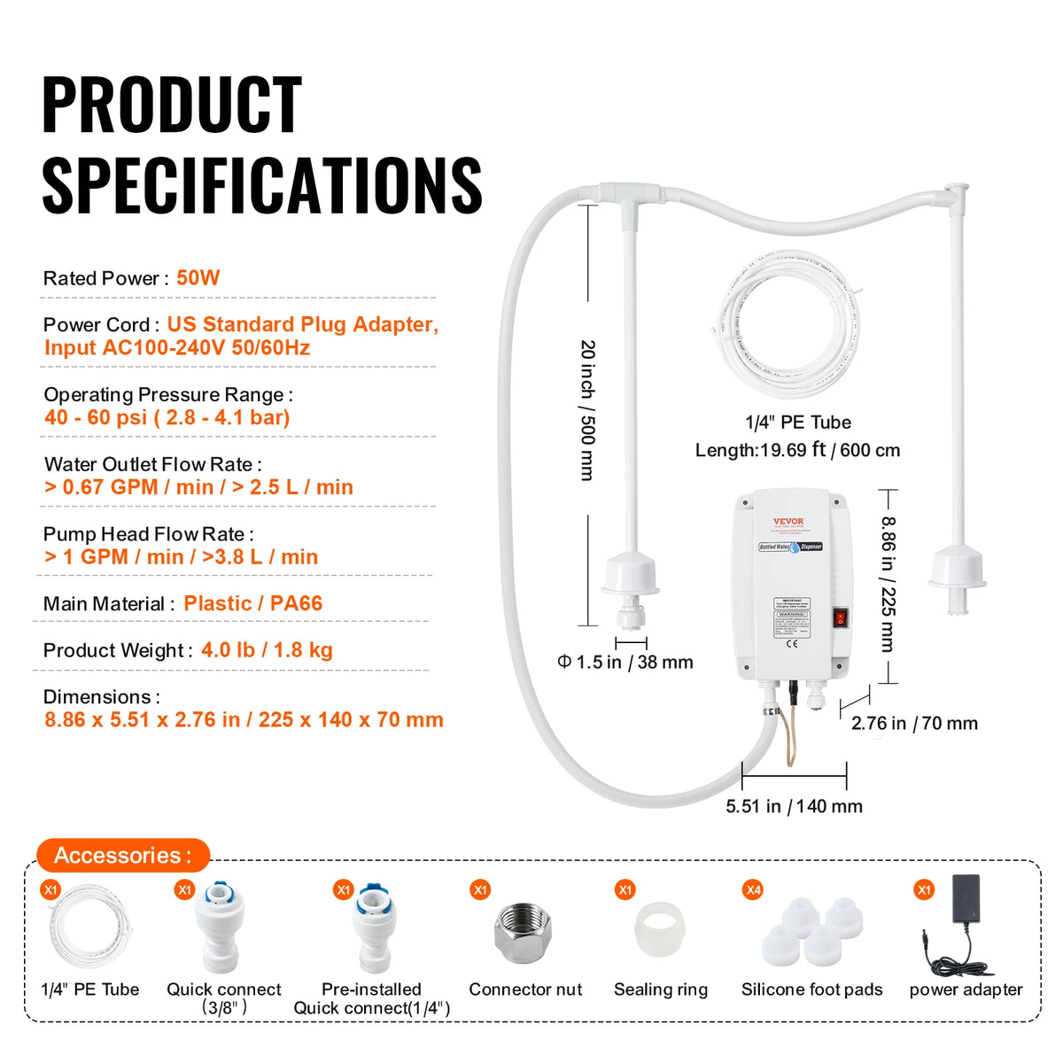 SucceBuy Electric Double-Pipe Water Dispenser Pump System