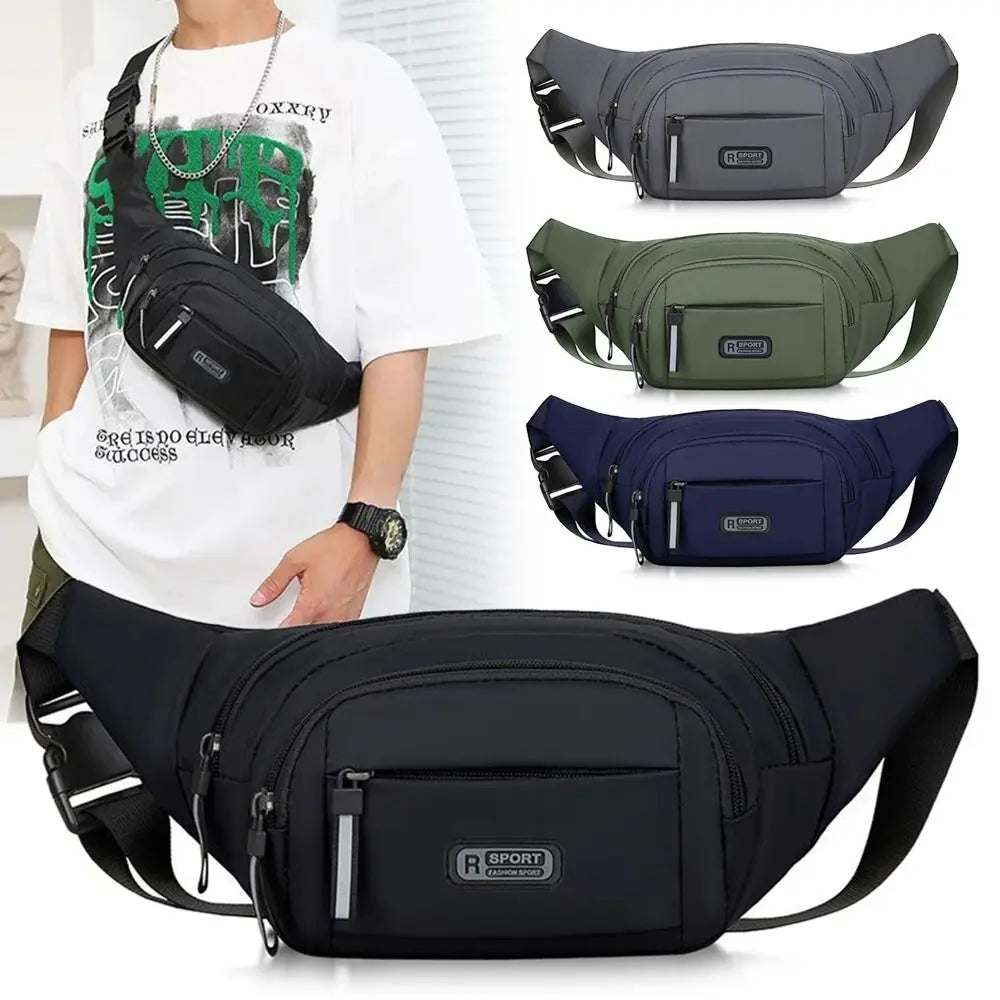 Mens Nylon Anti Theft Waist Bag Large Capacity Chest Bag