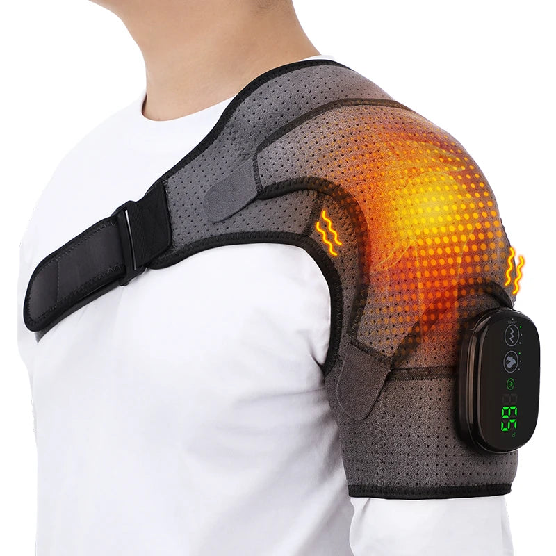 Cordless Electric Heated Shoulder Massager Vibration Support Belt
