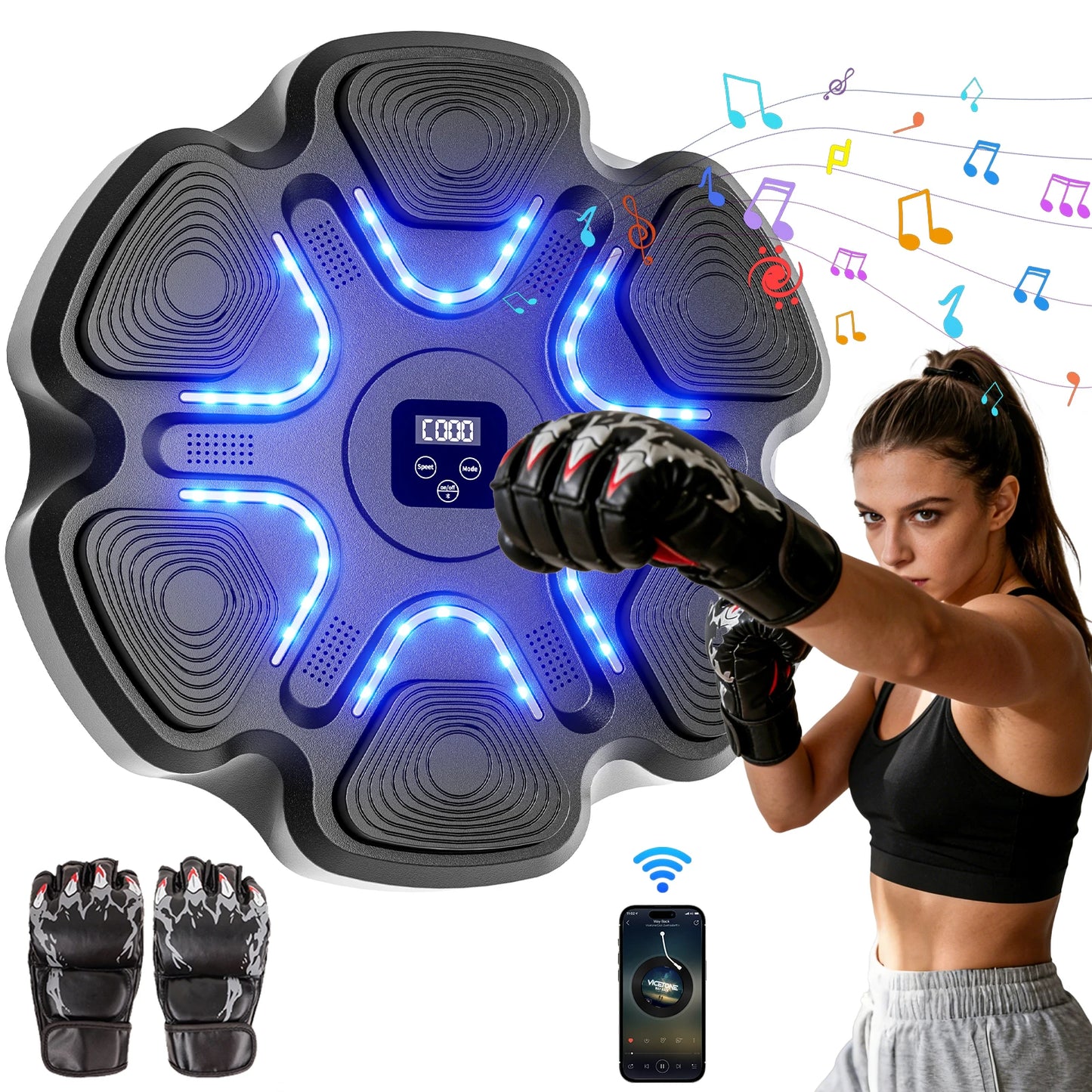 Music Boxing Machine With Bluetooth Training And Gloves