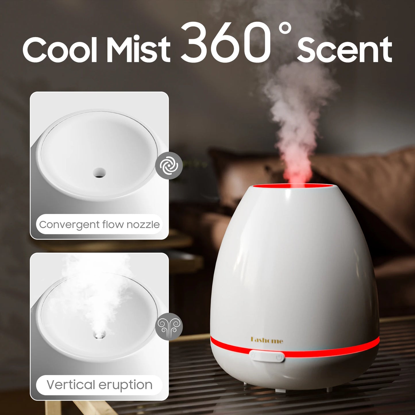 Fashome Ultrasonic Essential Oil Diffuser Humidifier With LED Lights