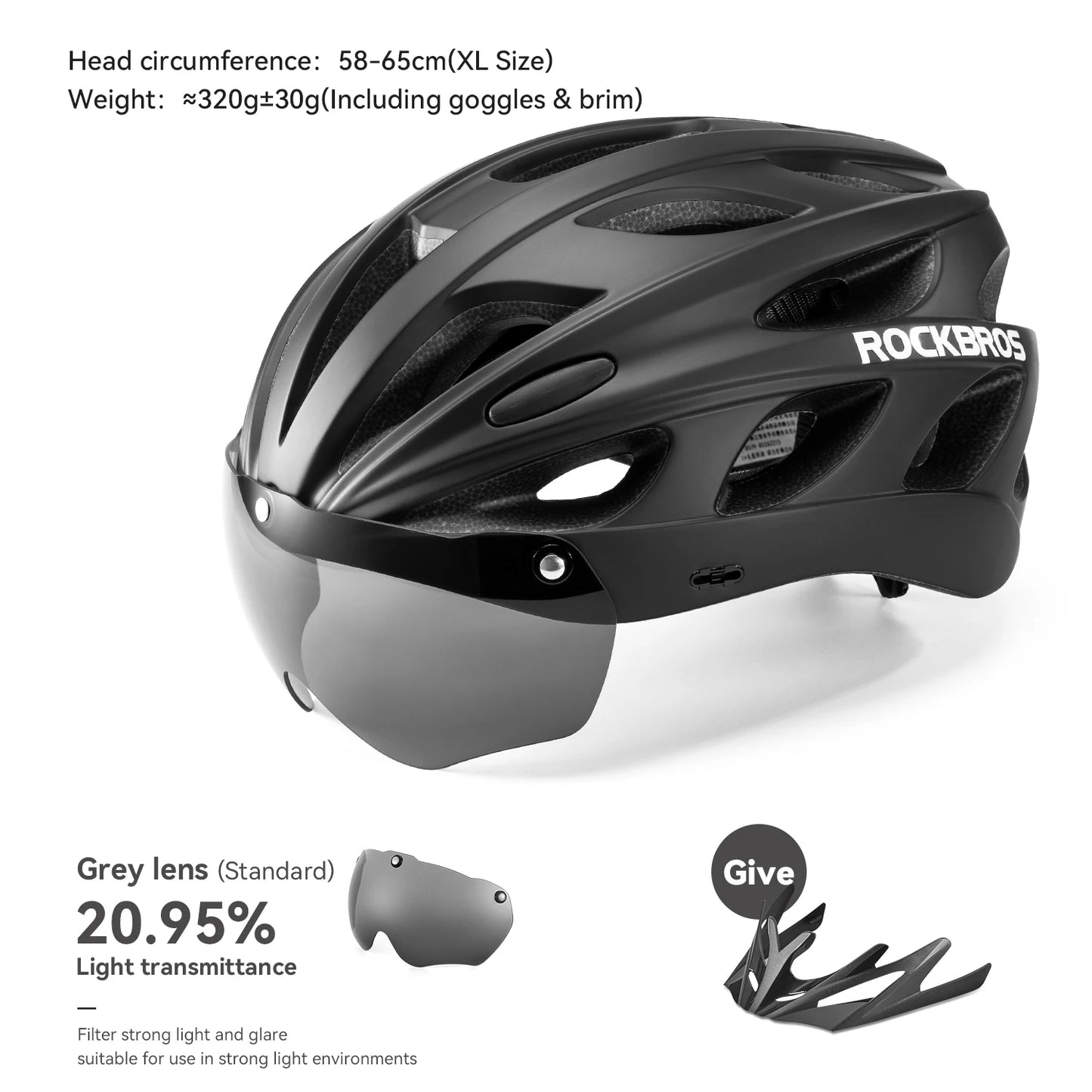 ROCKBROS Lightweight Integrated Cycling Helmet With Goggles