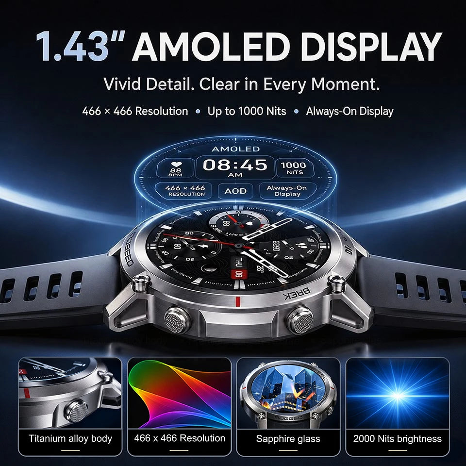 Advanced Military GPS Smartwatch With Offline Mapping And Fitness Tracking