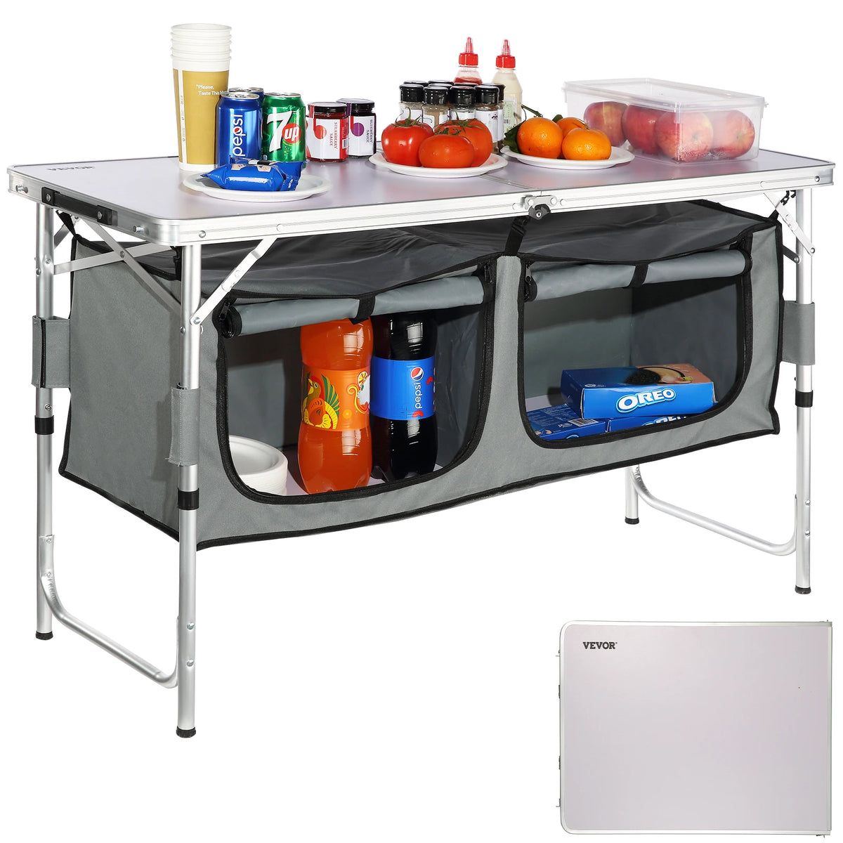 SucceBuy Quick Fold Camping Kitchen Table For Outdoors