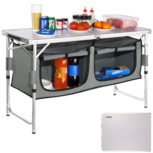 SucceBuy Quick Fold Camping Kitchen Table For Outdoors