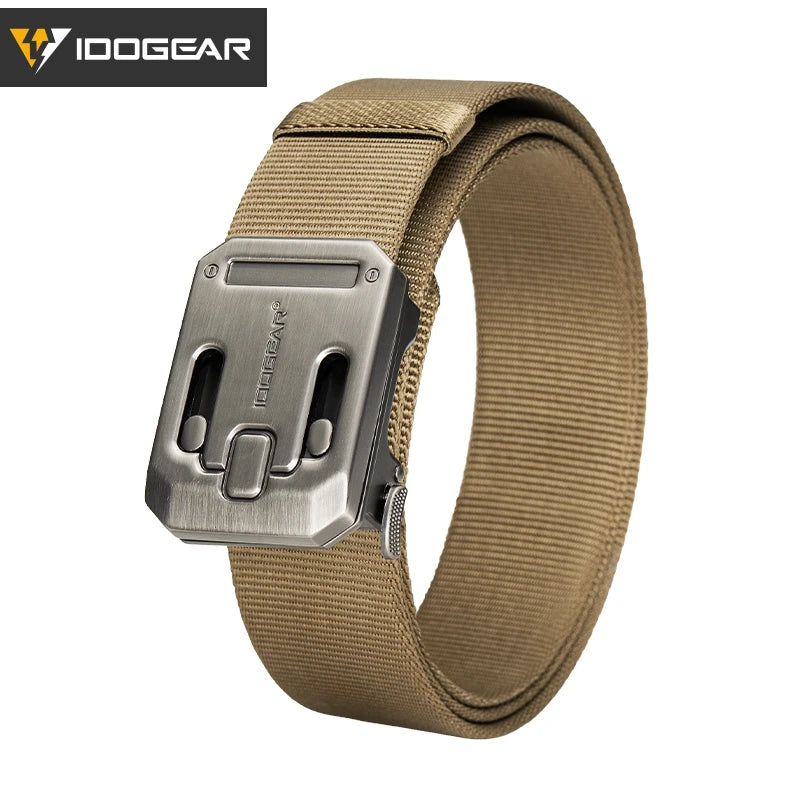 IDOGEAR Mens Ratchet Belt No Holes Slide Buckle Heavy Duty