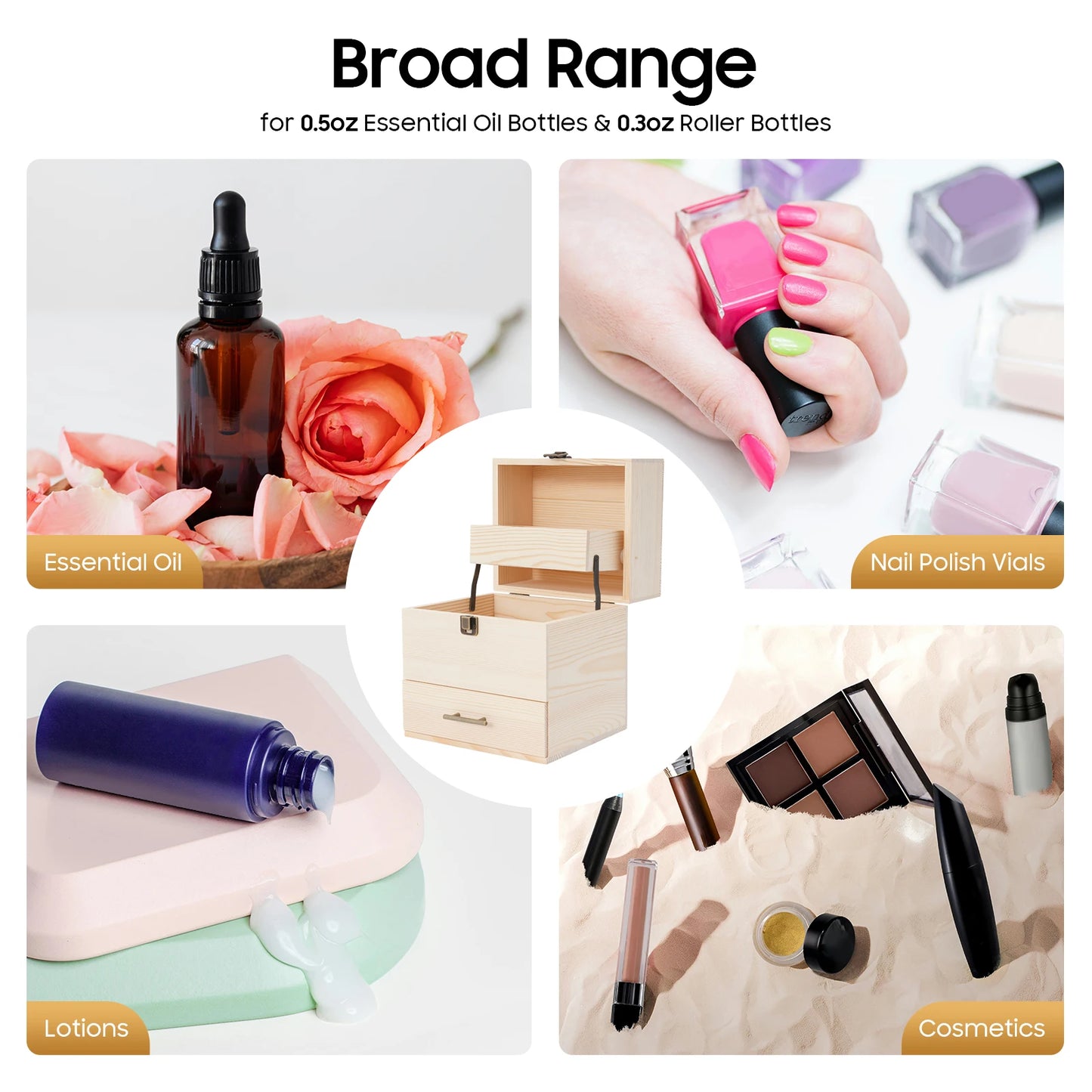 3-Tier Wooden Essential Oil Box Organizer For Aromatherapy Bottles