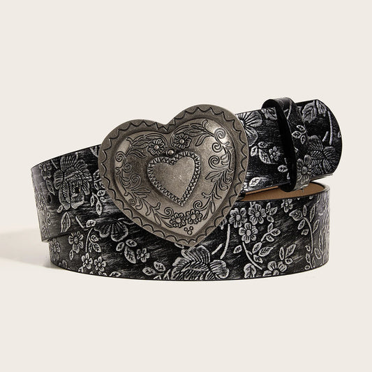 A Love Buckle PU Leather Belt For Women, Casual Fashion