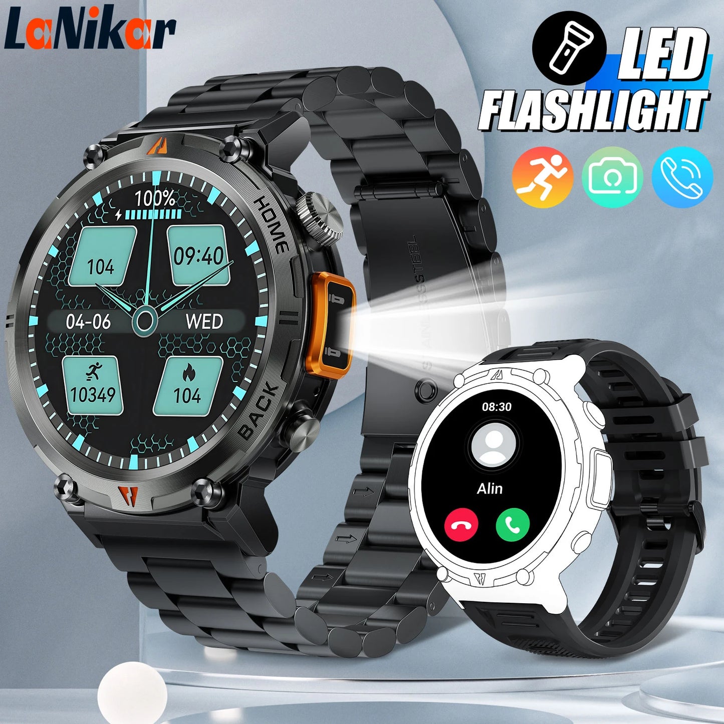 LaNikar KE3 Bluetooth Call Smart Watch For Men With Screen