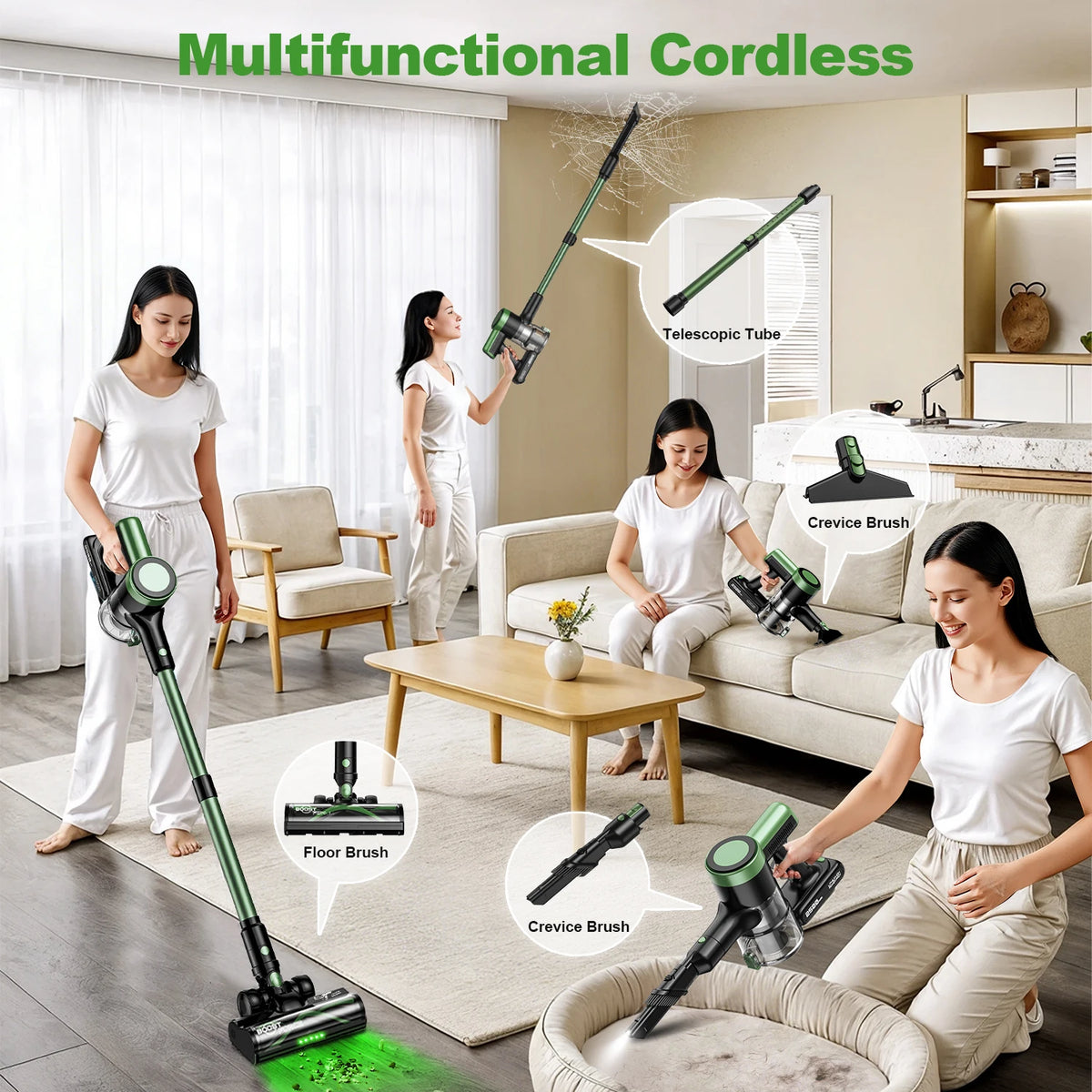 SUXIANGVAC Cordless Vacuum Cleaner With LED Brush For Pet Hair
