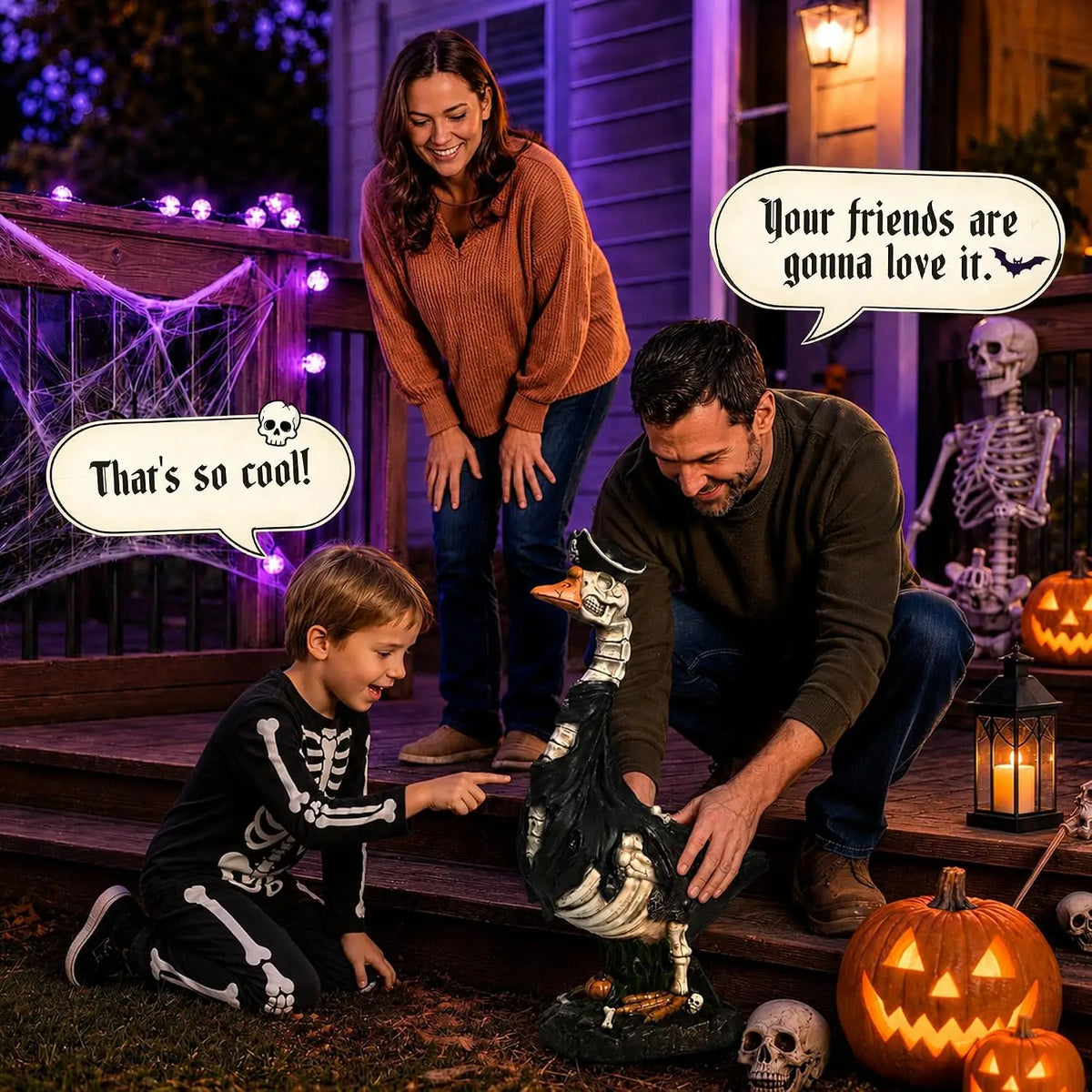 Halloween Skeleton Goose Porch Decoration For Outdoor Displays