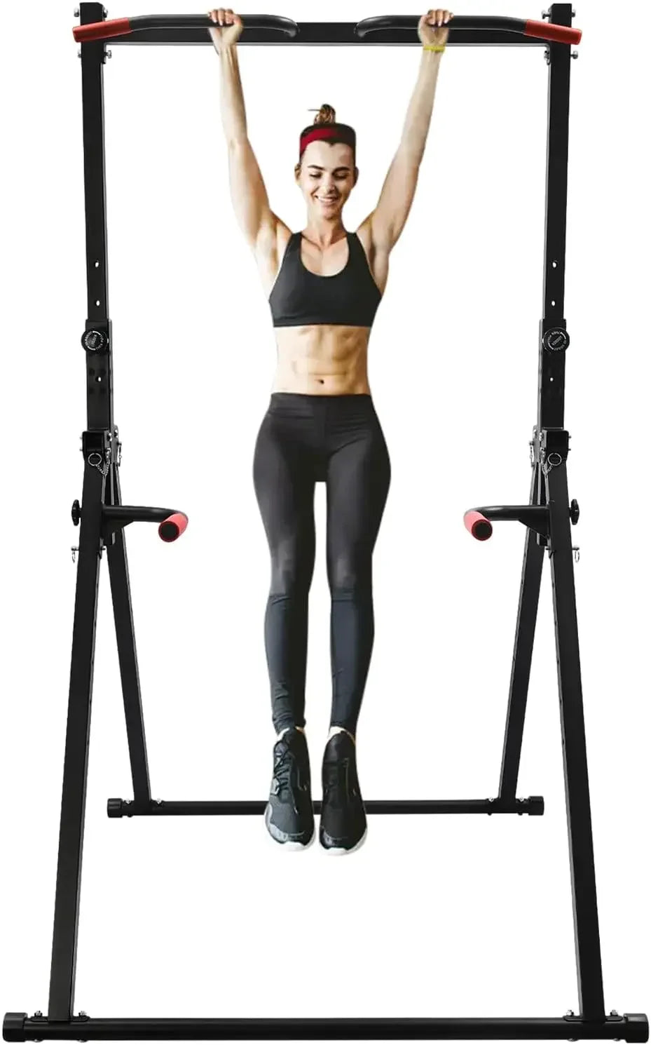 Foldable Power Tower Dip Station With Triangular Pull Up Bar
