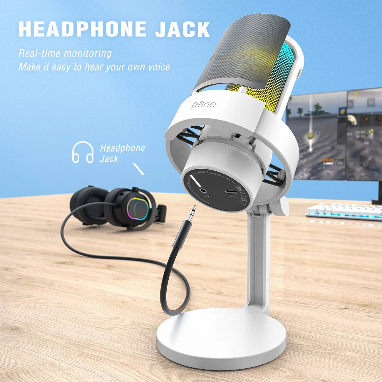 FIFINE USB Microphone A8 With Headphone Output And Touch Mute