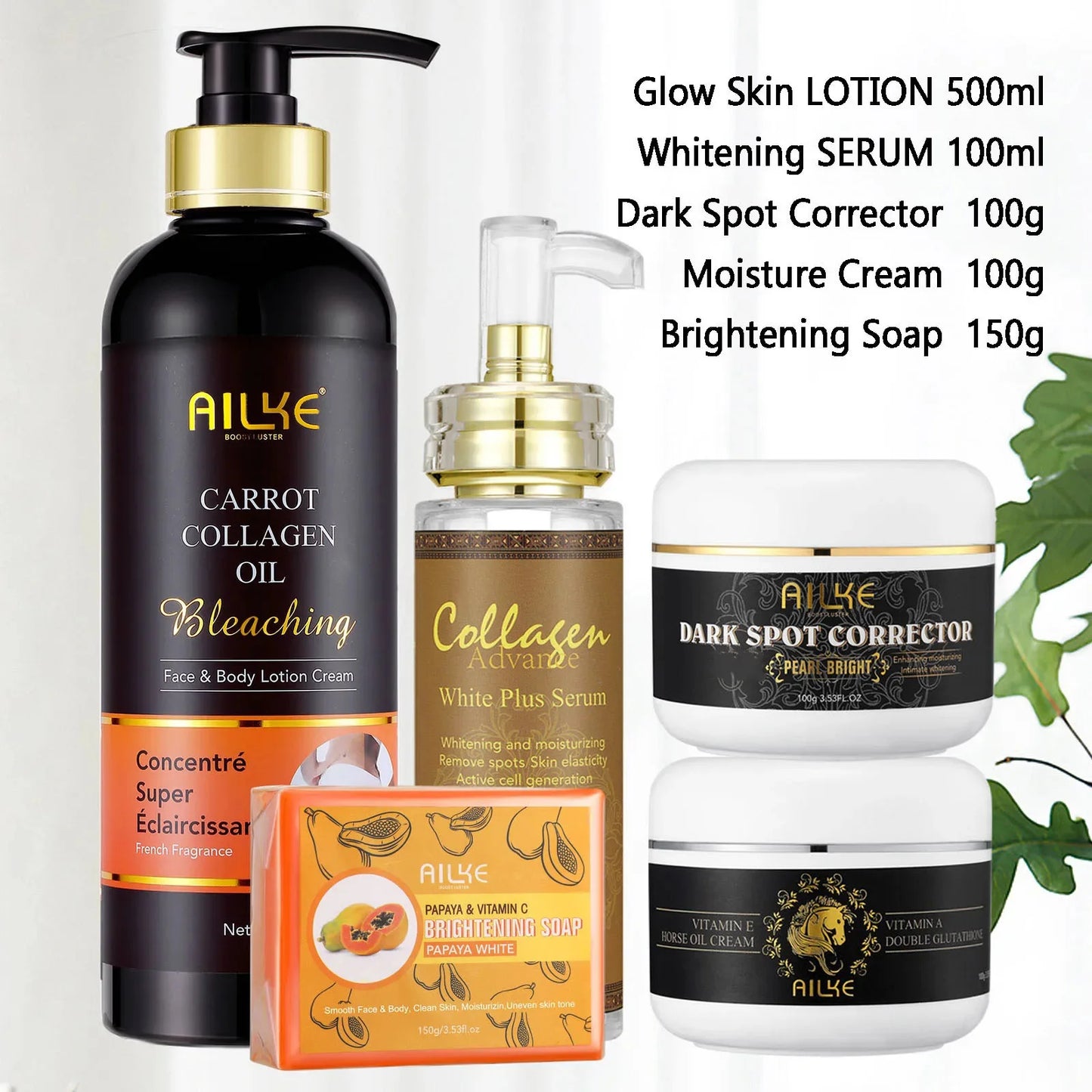 AILKE Collagen Skin Care Kit Whitening Dark Spot Corrector