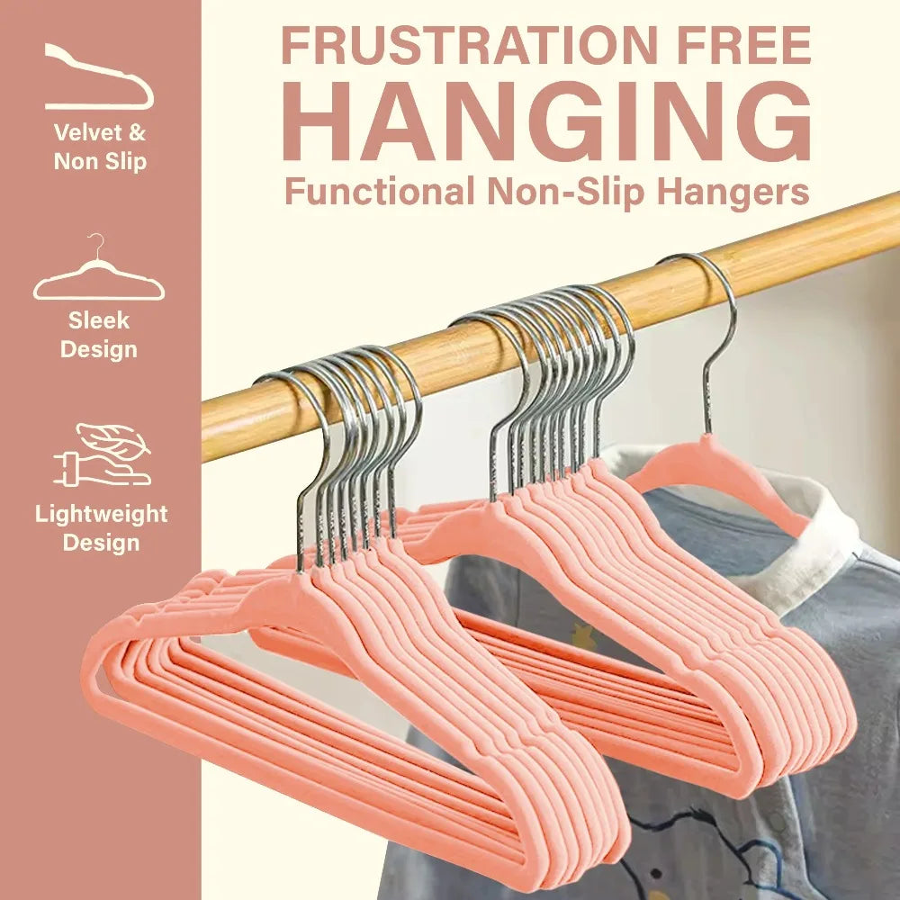 COBASPORT Velvet Hangers 50 Pack Heavy Duty Non Slip With 360 Degree Hook