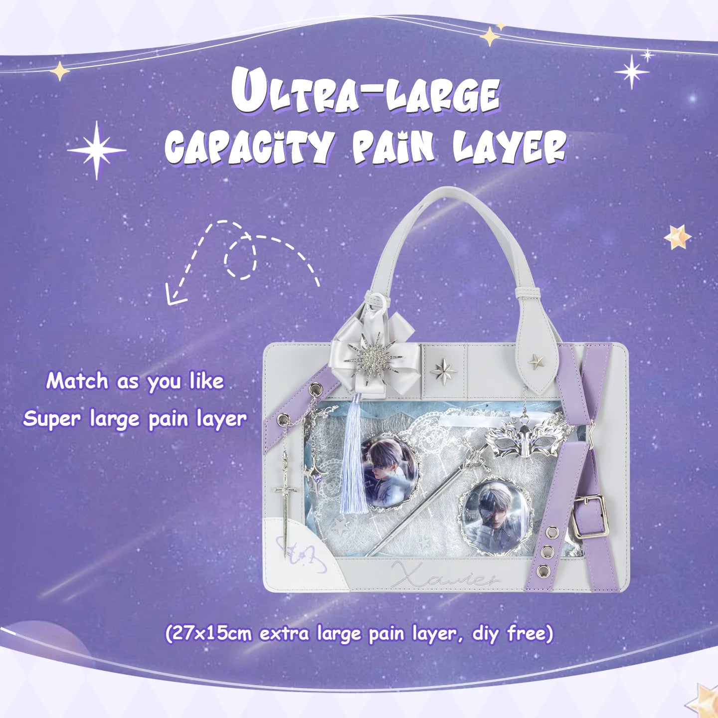 Kabaqoo Y2K Star Ita Bag Transparent Crossbody Purse