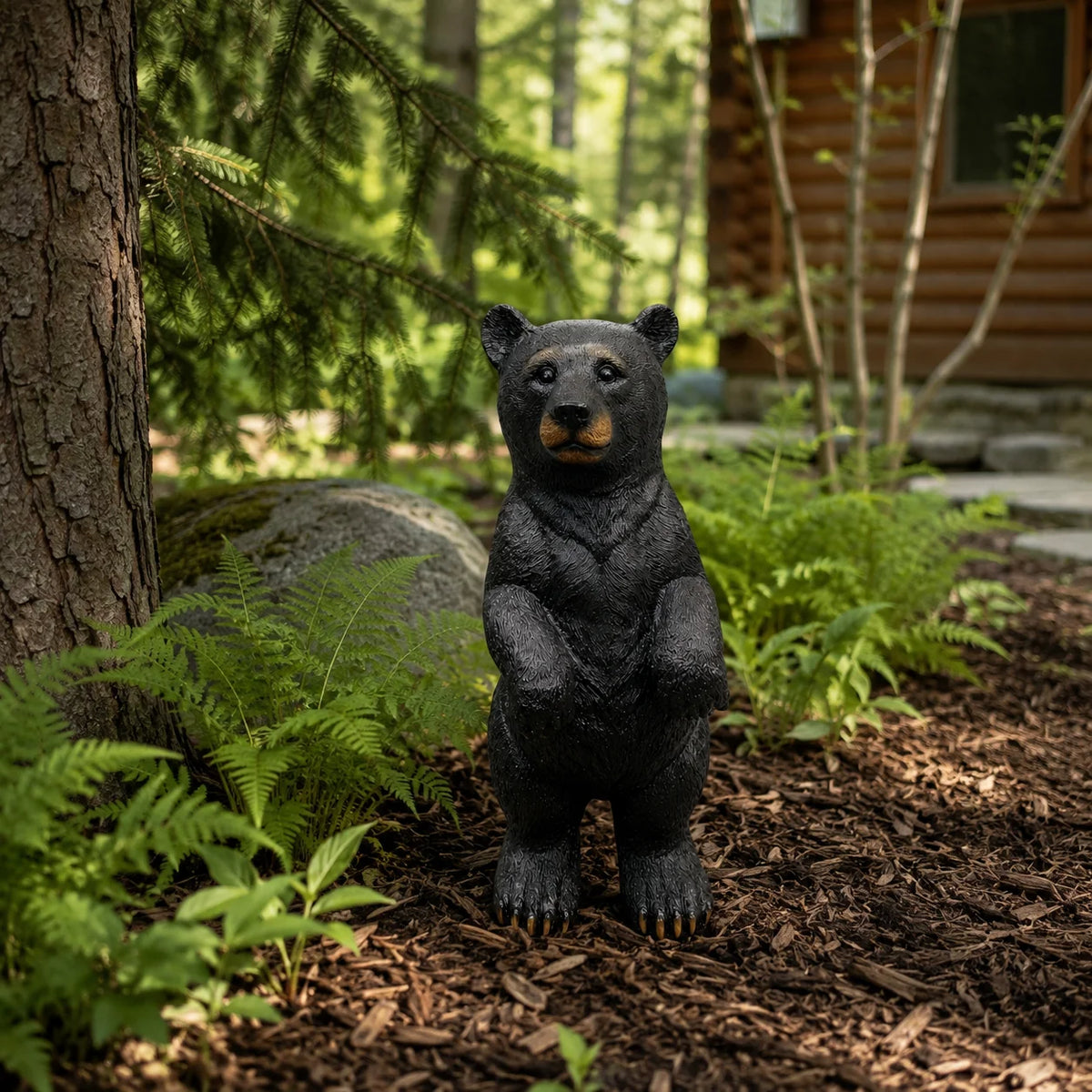 Realistic Standing Bear Statue Resin Outdoor Garden Decor