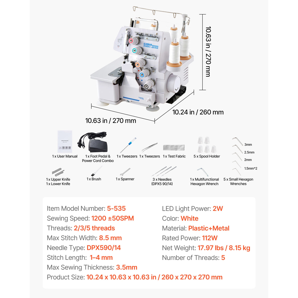 SucceBuy Serger Overlock Sewing Machine 2-3-4 Thread With Differential Feed