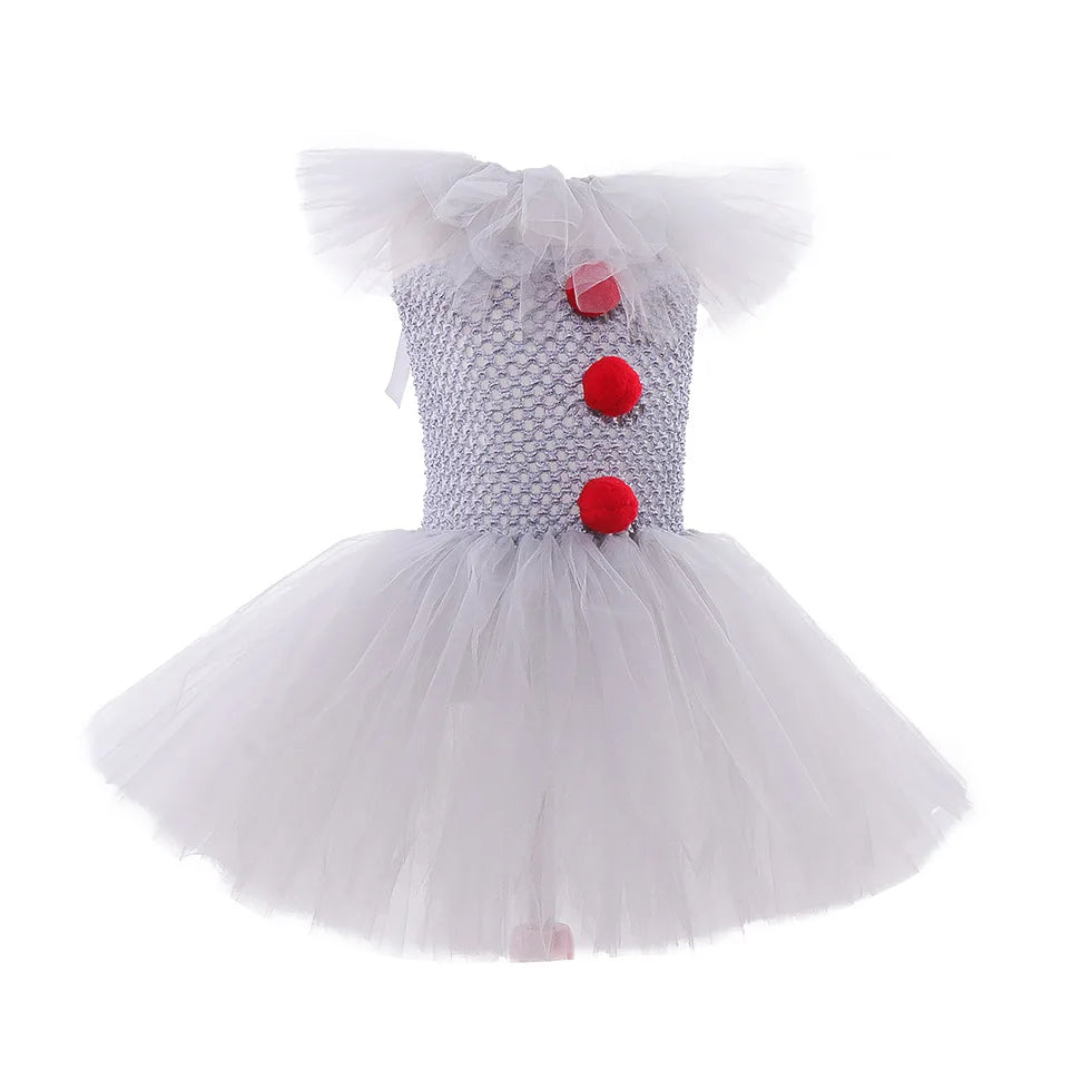 BAMBICODA Pennywise Creepy Clown Costume Dress For Girls