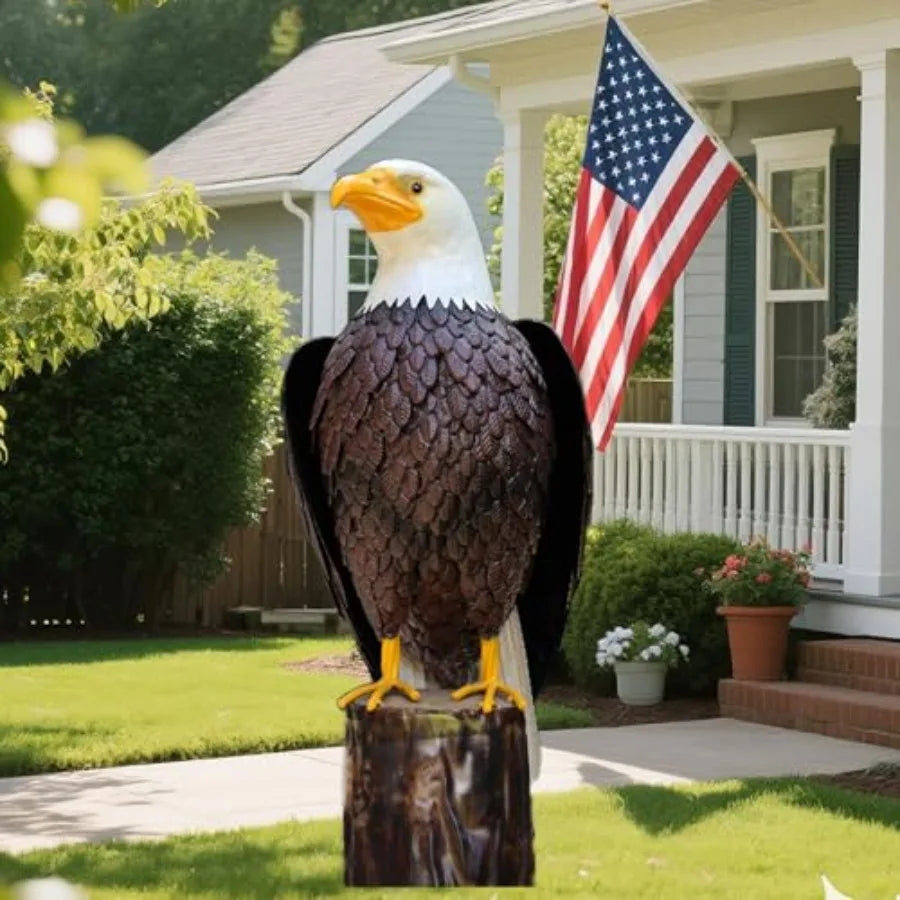 Handcrafted Bald Eagle Metal Garden Statue for Outdoor Decor