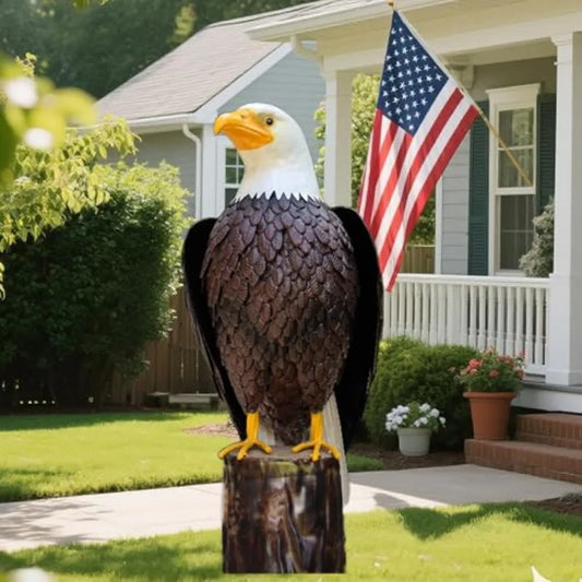 Handcrafted Bald Eagle Metal Garden Statue for Outdoor Decor